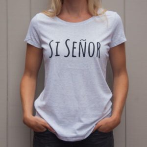 Webshop article grey tshirt Si Senor front picture