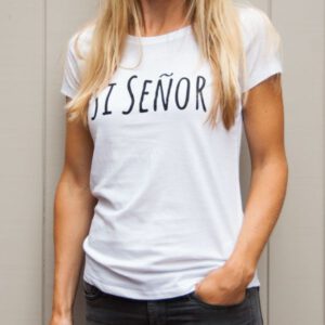 Webshop articulo camiseta blanca Si Senor photo del lado