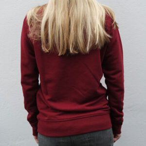 Sweater organic cotton bordeaux red quote text white mas paz model