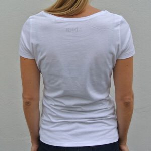 White organic shirt Feliz back