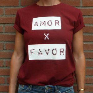 Amor por favor burgundy unisex shirt organic cotton front