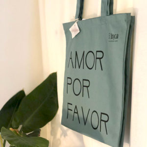 Verantwoorde shopper, biologisch katoenen tas Amor por favor