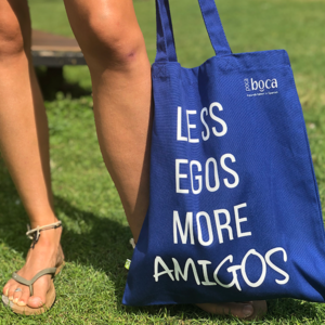 Verantwoorde shopper, biologisch katoenen tas less egos more amigos