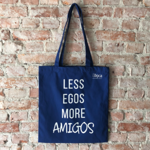 Verantwoorde shopper, biologisch katoenen tas less egos more amigos